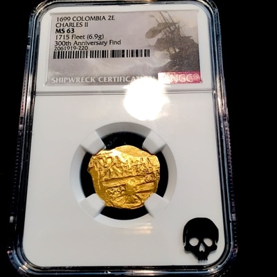 Colombia 2 Escudos 1699 "Full 4 Digit Date!" 1715 Plate Fleet NGC 63 9