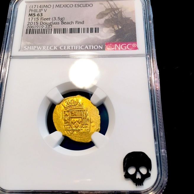 Mexico 1 Escudo 1714 "1715 Plate Fleet Shipwreck- 300th Anniversary Find" NGC 63 Gold Doubloon Queen's Dowery!