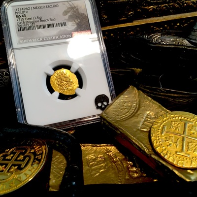 Mexico 1 Escudo 1714 "1715 Plate Fleet Shipwreck- 300th Anniversary Find" NGC 63 Gold Doubloon Queen's Dowery! 6