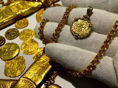 Colombia 1 Escudo 1700's Pirate Gold Coins Treasure Jewelry 4