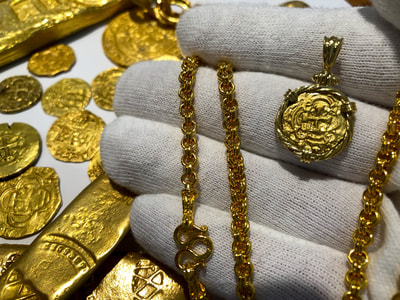 Colombia 1 Escudo 1700's Pirate Gold Coins Treasure Jewelry 6