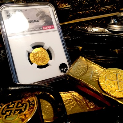 Mexico 2 Escudos 1711-13  "1715 Plate Fleet Shipwreck" ~ NGC 63 ~  300th Anniversary Find!! Queen's Dowery! Loreign Cross 5