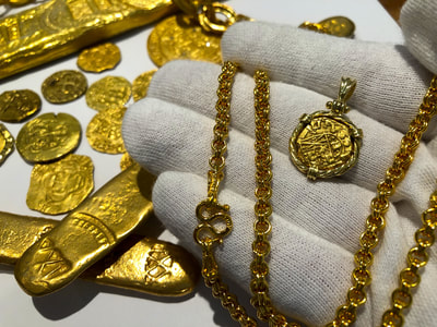 Colombia 1 Escudo 1700's Pirate Gold Coins Treasure Jewelry 7