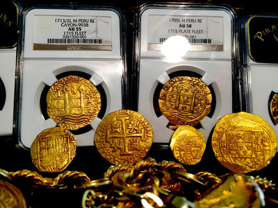 Peru 8 Escudos 1713/2 "1715 Plate Fleet Shipwreck" NGC 58 Pirate Gold Coins 8