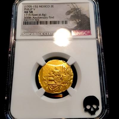 Mexico 2 Escudos  1705-1715  "1715 Plate Fleet Shipwreck" NGC 58 2