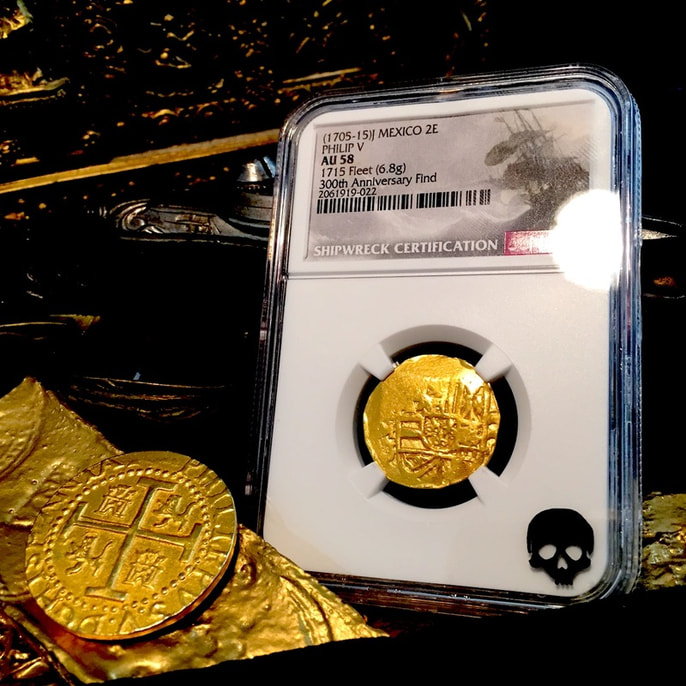 Mexico 2 Escudos 1705-1715 "1715 Plate Fleet Shipwreck" NGC 58