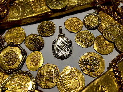 Peru 2 Reales 1739 "Princess Louisa 1743 Shipwreck" 14kt Gold Bezel 6