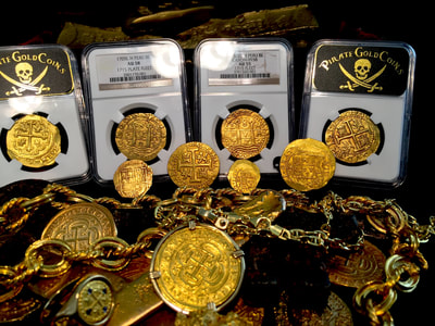 Peru 8 Escudos 1713/2 "1715 Plate Fleet Shipwreck" NGC 58 Pirate Gold Coins 13