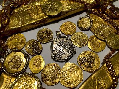 Bolivia 2 Reales 1660 w 14kt Bezel Pirate Gold Coins Jewelry Treasures 6