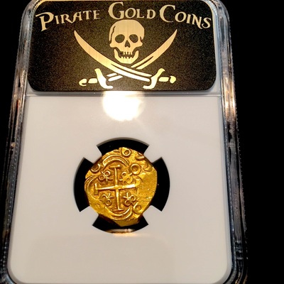 Colombia 2 Escudos "1715 Plate Fleet Shipwreck" 1693 Full 4 Digit Date! Only 1 Known  NGC 62 Mint State! - 300th Anniversary Find 2