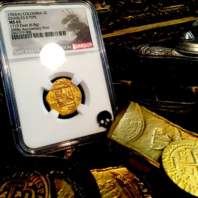 Mexico 1703 "Full 4 Digit Date!" 2 Escudos  NGC 63  300th Anniversary 1715 Plate Fleet Shipwreck Find! 3