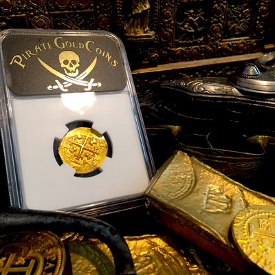 Mexico 2 Escudos 1711-13  Gold Cob Doubloon "1715 Fleet 300th Anniversary" Queen's Dowery! Cross ~ NGC 63 9