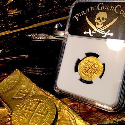 Mexico 2 Escudos 1711-13  Gold Cob Doubloon "1715 Fleet 300th Anniversary" Queen's Dowery! Cross ~ NGC 63 10