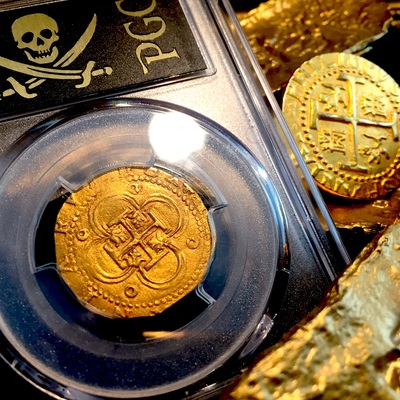 Spain  2 Escudos  1556-98  King Philip II PCGS 55 GOLD COB DOUBLOON 9