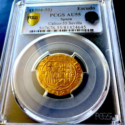 Spain  1 Escudo  1504-55  ~ PCGS 55 ~ 6