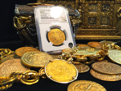 Peru  8 Escudos  1714/3  "Only 1 Known- 1715 Plate Fleet"  NGC 62 2