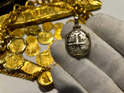 Peru 2 Reales 1739 "Princess Louisa 1743 Shipwreck" 14kt Gold Bezel 3