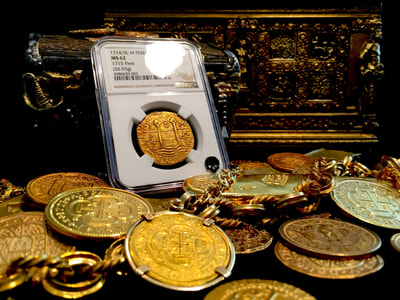Peru  8 Escudos  1714/3  "Only 1 Known- 1715 Plate Fleet"  NGC 62 4