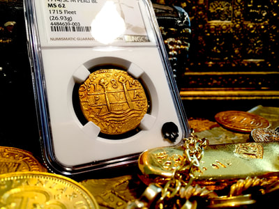 Peru  8 Escudos  1714/3  "Only 1 Known- 1715 Plate Fleet"  NGC 62 5
