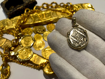 Peru 2 Reales 1739 "Princess Louisa 1743 Shipwreck" 14kt Gold Bezel 8