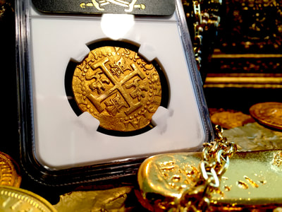 Peru  8 Escudos  1714/3  "Only 1 Known- 1715 Plate Fleet"  NGC 62 9