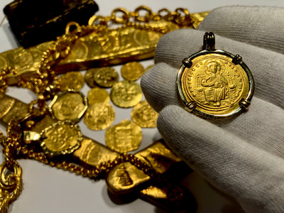Byzantine Empire "Jesus Christ" Pirate Gold Coins Ancient Jewelry Treasures 12