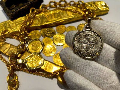 Mexico 1 Real 1556 in 14kt Gold Bezel and Bail Pirate Gold Coins 6