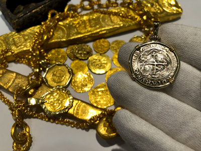 Mexico 1 Real 1556 in 14kt Gold Bezel and Bail Pirate Gold Coins 7