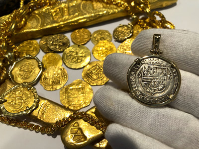 Mexico 1 Real 1556 in 14kt Gold Bezel and Bail Pirate Gold Coins 8