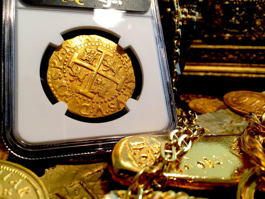 Peru 8 Escudos 1712 "1715 Plate Fleet Shipwreck" NGC 64  Pirate Gold Coins