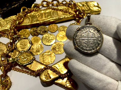 Spain 2 Reales 1734 "14kt Bezel" Pirate Gold Coins Jewelry Treasures 3