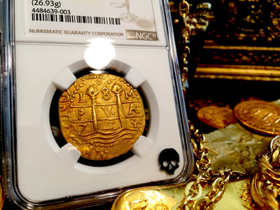 Peru  8 Escudos  1714/3  "Only 1 Known- 1715 Plate Fleet"  NGC 62 11