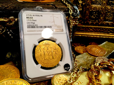 Peru 8 Escudos 1712 "1715 Plate Fleet Shipwreck" NGC 64  Pirate Gold Coins 10