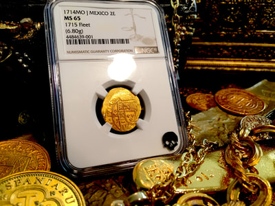 Mexico  2 Escudos  1714  "1715 Plate Fleet Shipwreck"  NGC 65 3