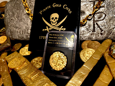 Peru 8 Escudos 1708 Gold Plated Pirate Gold Coins Shipwreck Collection 24