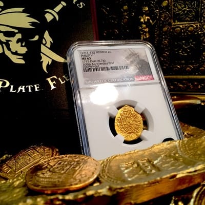 Mexico 2 Escudos 1711-13 "1715 Plate Fleet Shiowreck - 300th Anniversary" NGC 63 2