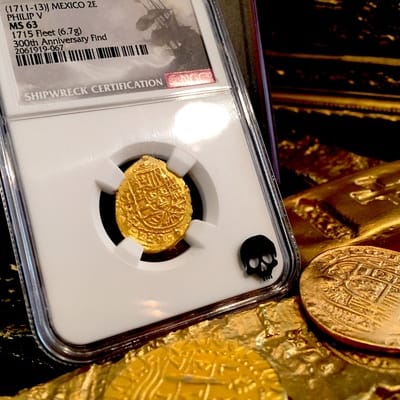 Mexico 2 Escudos 1711-13 "1715 Plate Fleet Shiowreck - 300th Anniversary" NGC 63 8