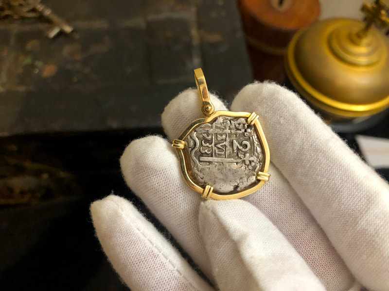 Bolivia 2 Reales 1733 "Dated" 14kt Bezel Pirate Gold Coins Jewelry Treasure 4