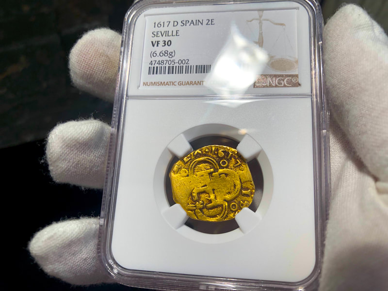 Spain 2 Escudos 1617 "Dated" NGC 30 Pirate Gold Coins Treasure Doubloon Loot 3