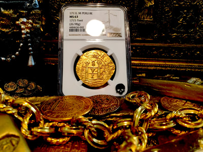 Peru  8 Escudos  1711  "1715 Plate Fleet Shipwreck"  NGC 63 Finest Known 7