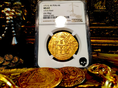 Peru  8 Escudos  1711  "1715 Plate Fleet Shipwreck"  NGC 63 Finest Known 14