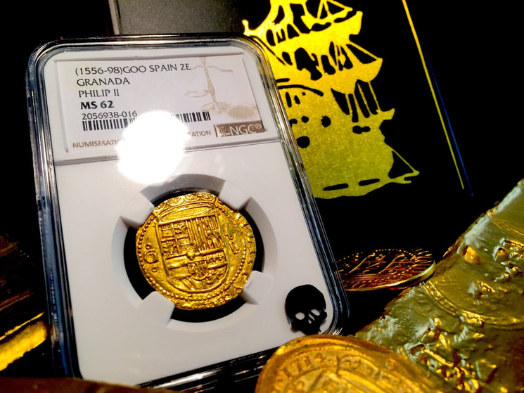 Spain 2 Escudos 1556-98 "Granada Mint" NGC 62 Tied for 2nd Finest Known Philip II