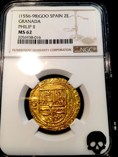 Spain  2 Escudos  1556-98  "Granada Mint"   NGC 62  Tied for 2nd Finest Known Philip II 4