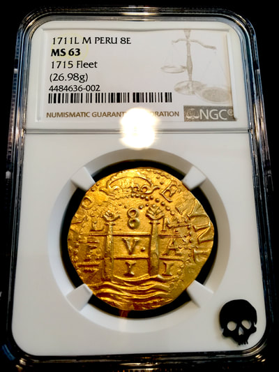 Peru  8 Escudos  1711  "1715 Plate Fleet Shipwreck"  NGC 63 Finest Known 4