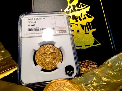 Spain 1610 "Dated!"  2 Escudos "Philip III" NGC 63 12
