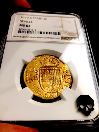 Spain 1610 "Dated!"  2 Escudos "Philip III" NGC 63 4