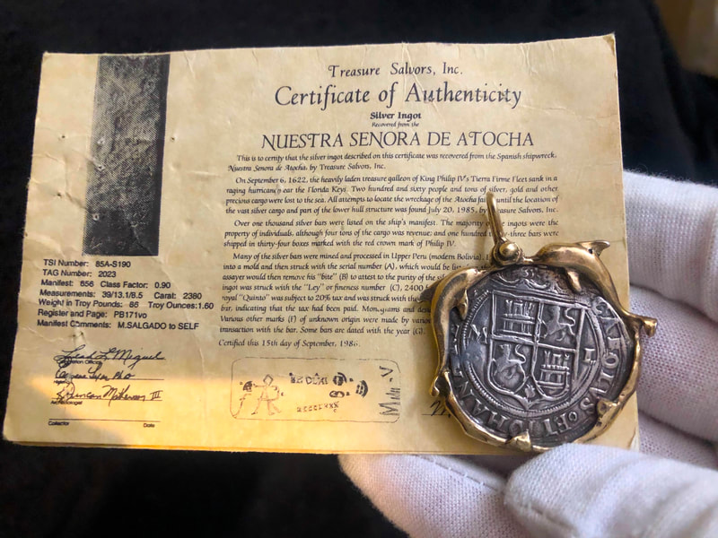 Reproduction from Real Atocha Silver Bar Mexico 2 Reales w/ 14kt Dolphin Bezel 7