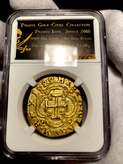Colombia 8 Escudos 1622 Gold Plated Pirate Gold Coins Treasure Collection 18