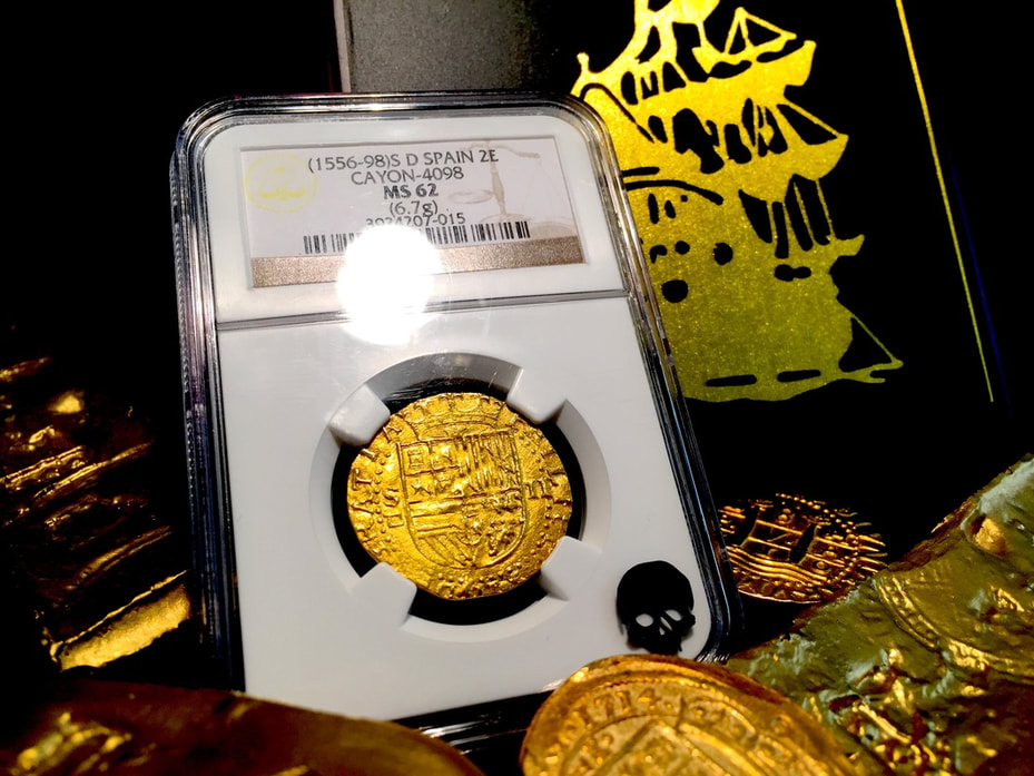 Spain 2 Escudos 1556-98 "Full Crown- Square D to Left"  NGC 62