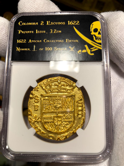 Colombia 8 Escudos 1622 Gold Plated Pirate Gold Coins Treasure Collection 19